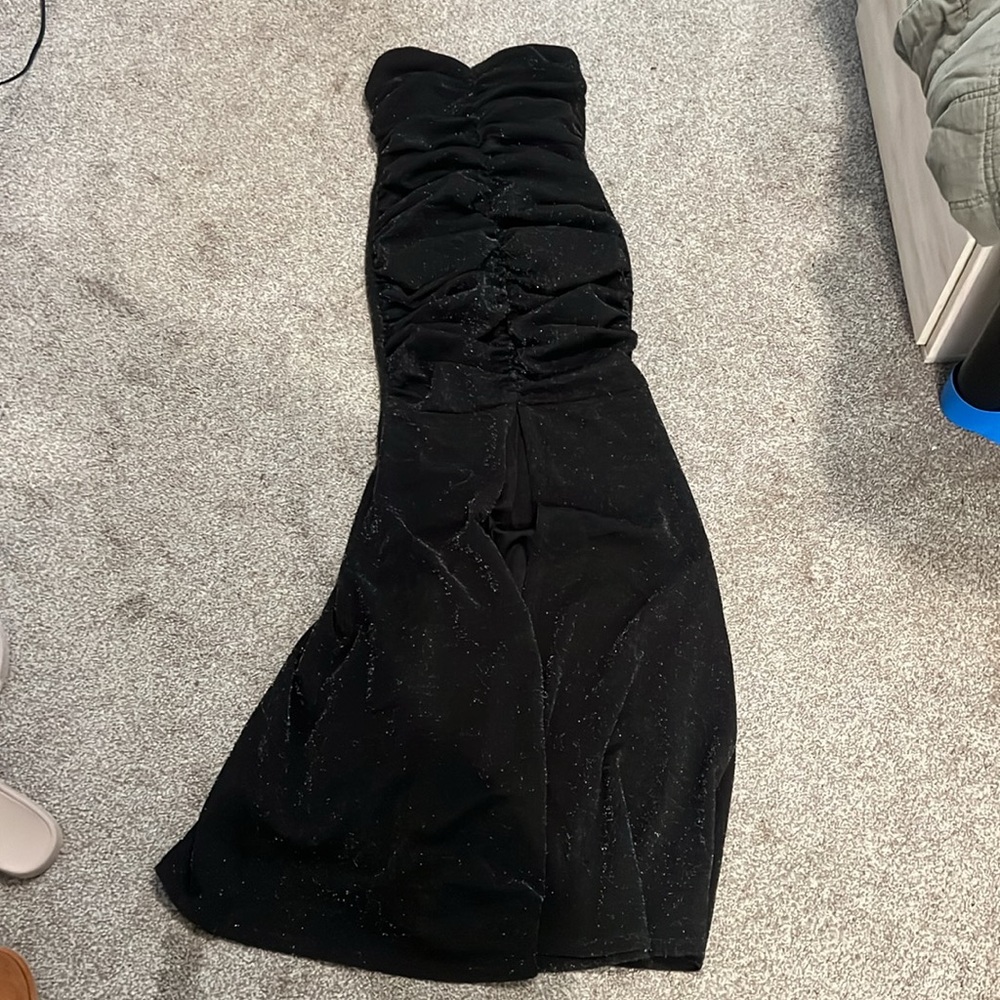 Lulu's Black Strapless Ruched Bodycon Gown - Picture 3 of 4